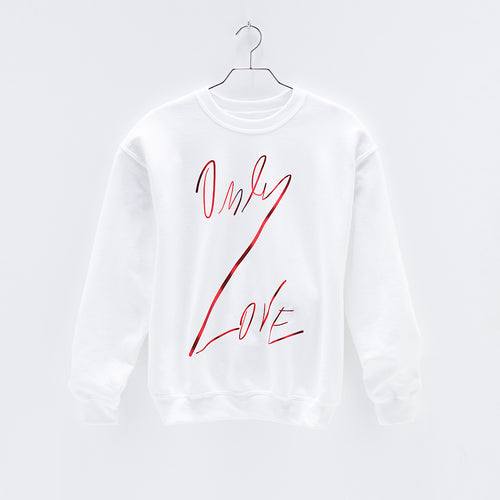 ONLY LOVE SWEATSHIRT White/ Red Foil-Sweatshirt-JDONLYLOVE