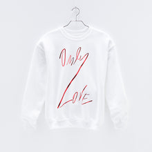 Load image into Gallery viewer, ONLY LOVE SWEATSHIRT White/ Red Foil-Sweatshirt-JDONLYLOVE
