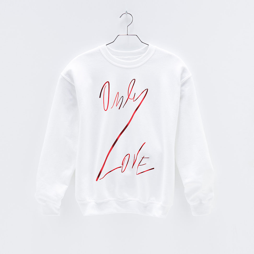 ONLY LOVE SWEATSHIRT White/ Red Foil-Sweatshirt-JDONLYLOVE