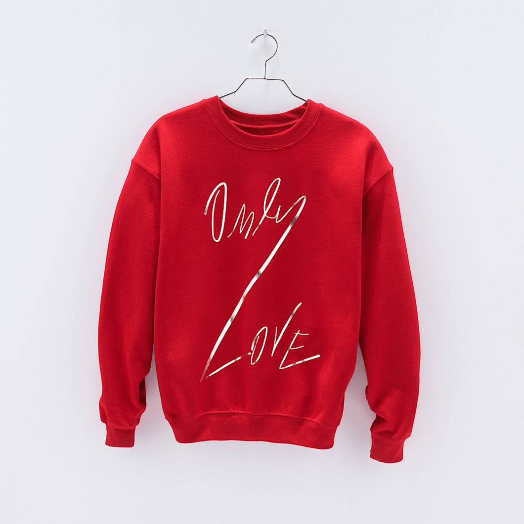 ONLY LOVE SWEATSHIRT Red / Silver Foil OL Graphic-Sweatshirt-JDONLYLOVE